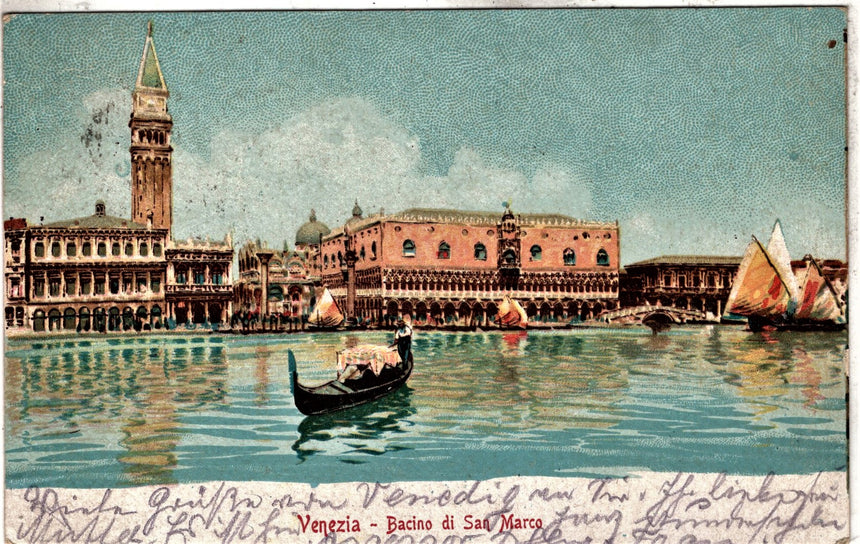 Cartolina antica Venezia bacino di San Marco