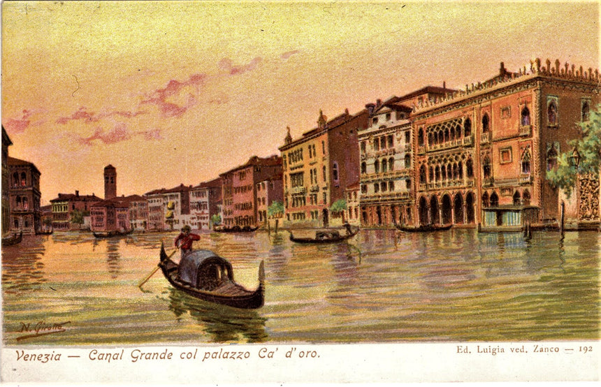 Cartolina antica Venezia Canal Grande e palazzo Cà d Oro