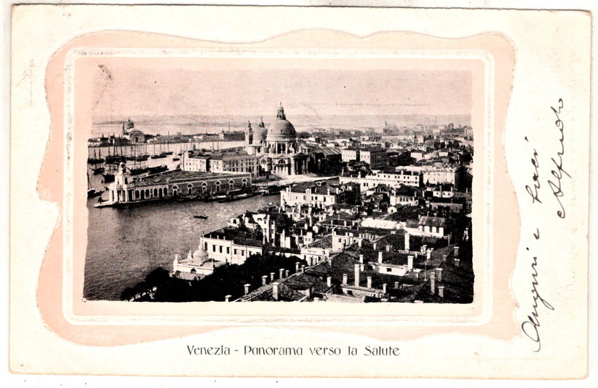 Cartolina antica Venezia panorama verso la Salute