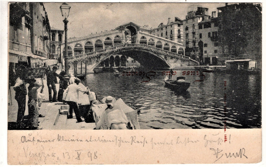 Cartolina antica Venezia ponte Rialto