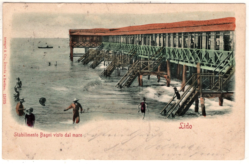 Cartolina antica Venezia Lido Stabilimento Bagni