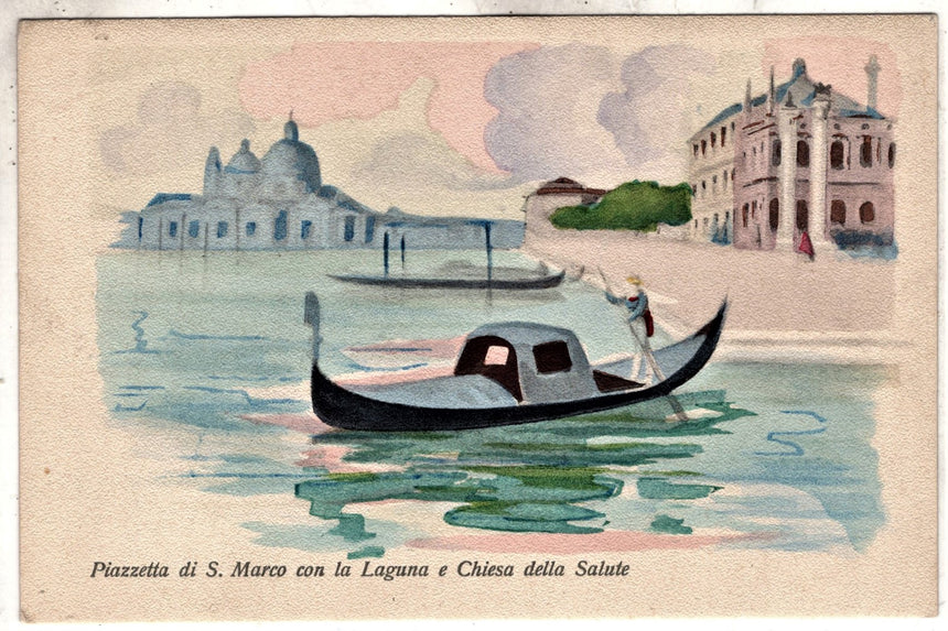 Cartolina antica Venezia piazza S.Marco e chiesa della Salute