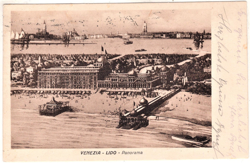 Cartolina antica Venezia Lido panorama