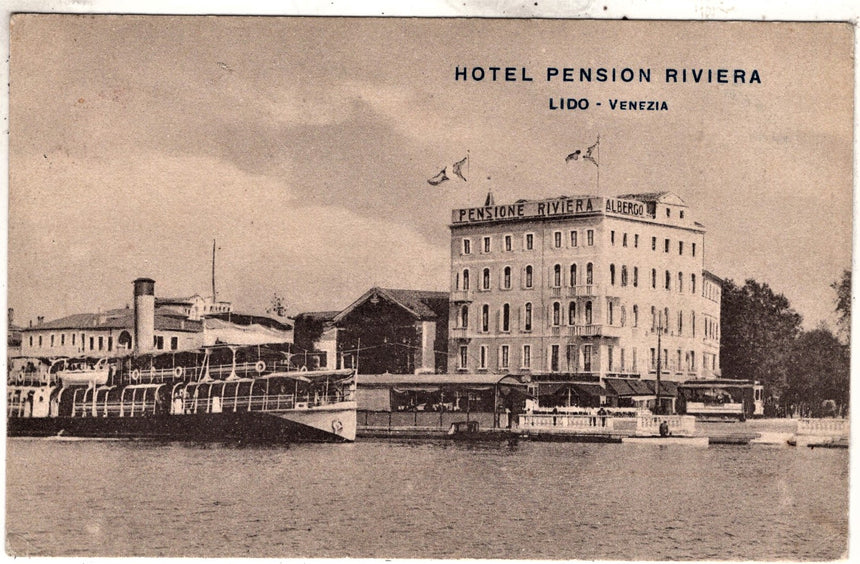 Cartolina antica Venezia Lido Hotel Pension Riviera prop. Flli Volo