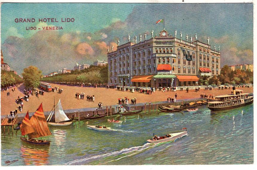 Cartolina antica Venezia Lido Grand Hotel Lido