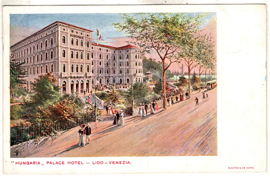 Cartolina antica Venezia Lido Hungaria Palace Hotel