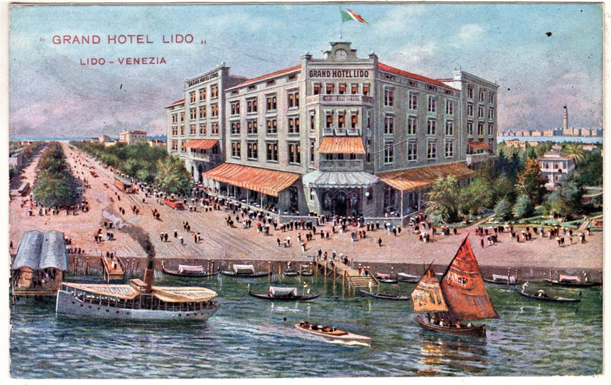 Cartolina antica Venezia Lido Grand Hotel Lido