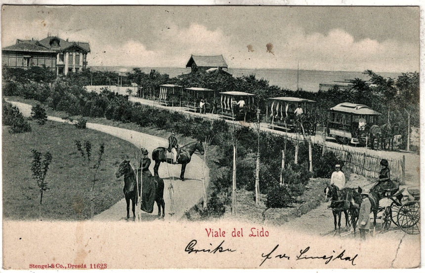 Cartolina antica Venezia Lido Viale del Lido