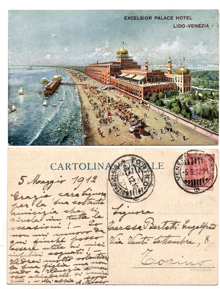 Cartolina antica Venezia Lido Excelsior Palace Hotel