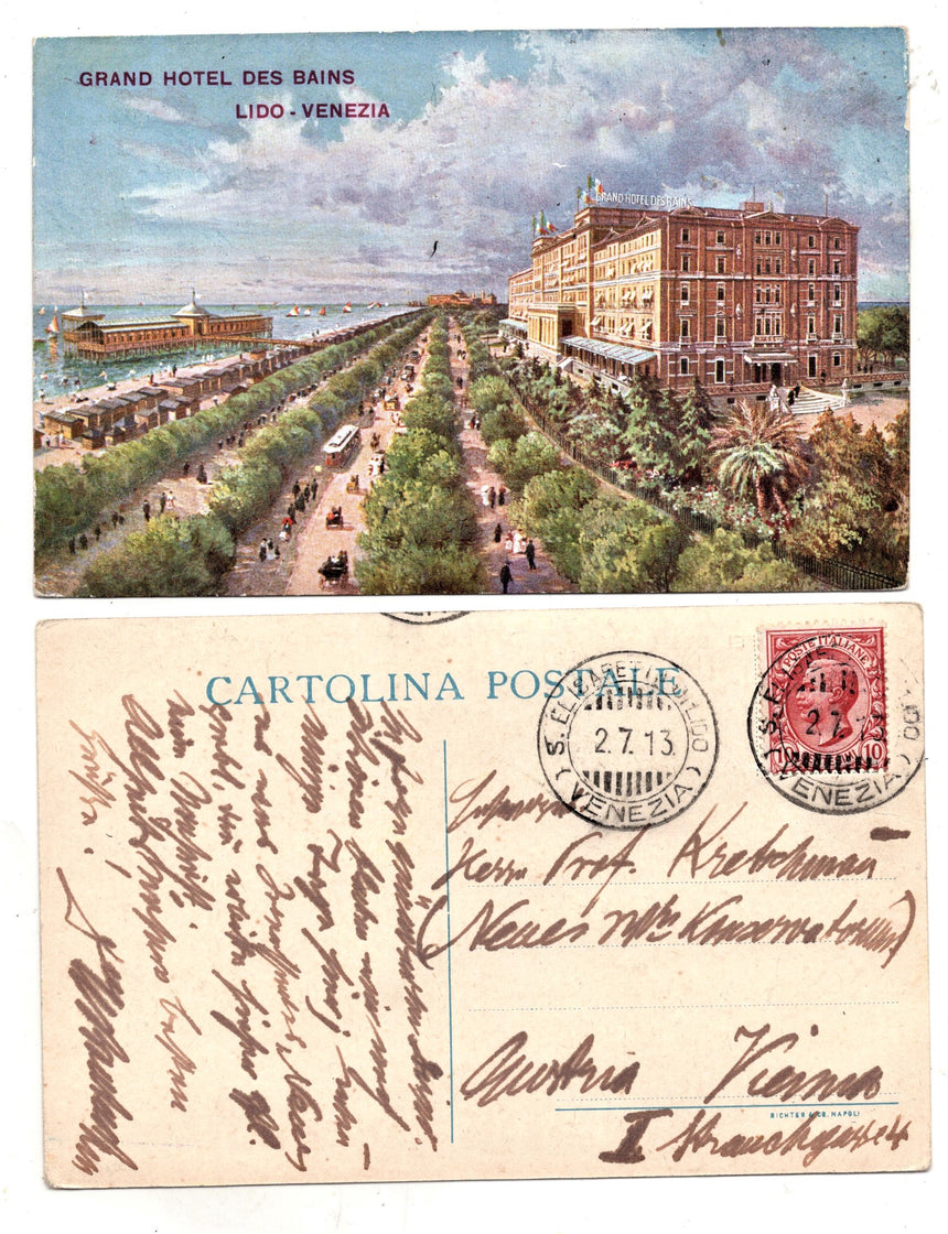 Cartolina antica Venezia Lido Grand Hotel des Bains