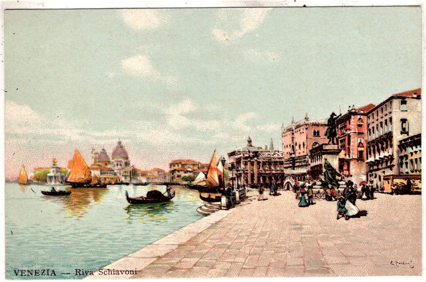 Cartolina antica Venezia Riva Schiavoni
