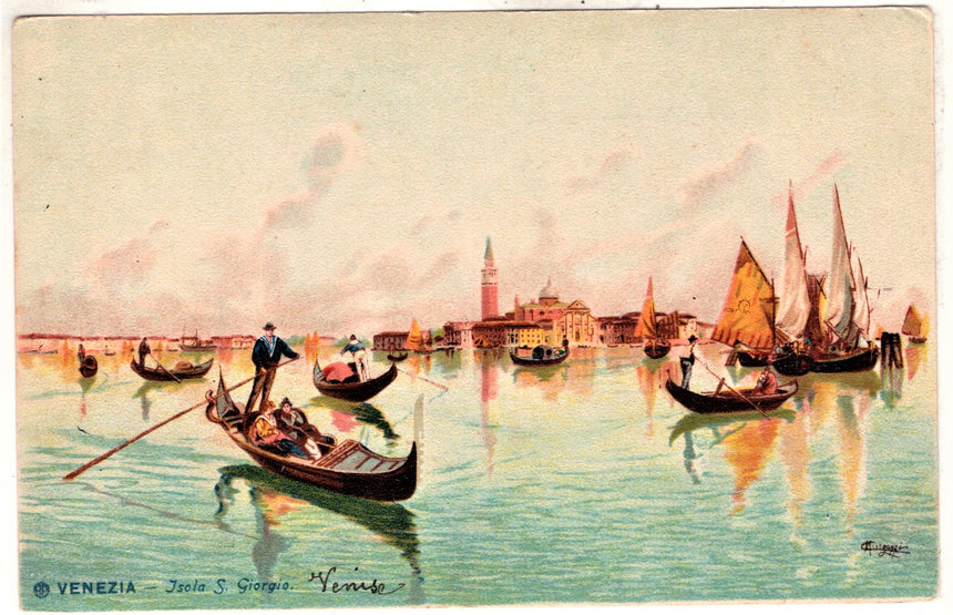 Cartolina antica Venezia isola di San Giorgio