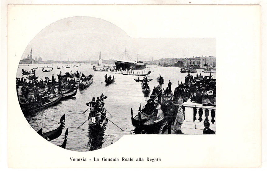 Cartolina antica Venezia la gondola Reale alla regata