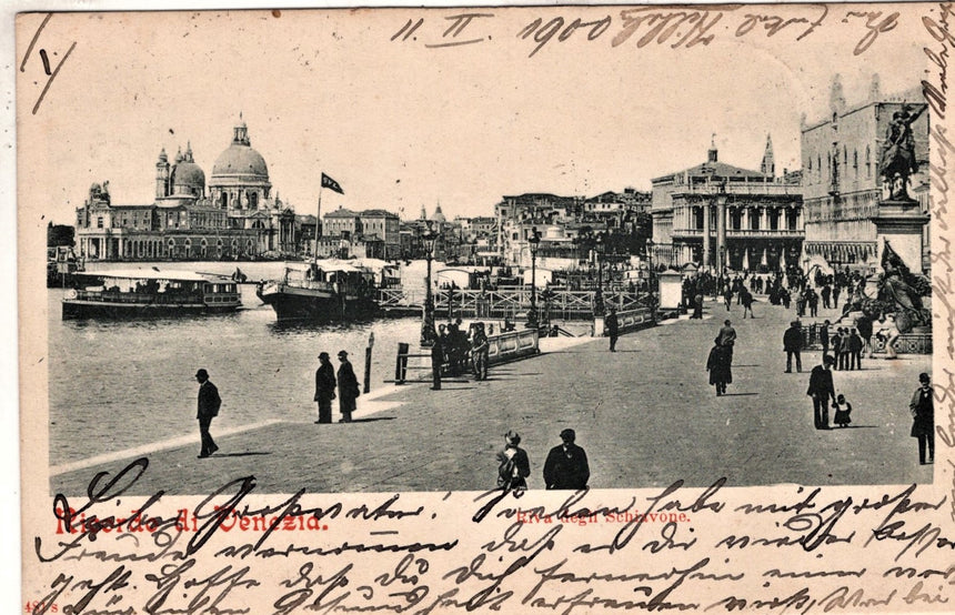 Cartolina antica Venezia ricordo di Venezia Riva degli Schiavoni