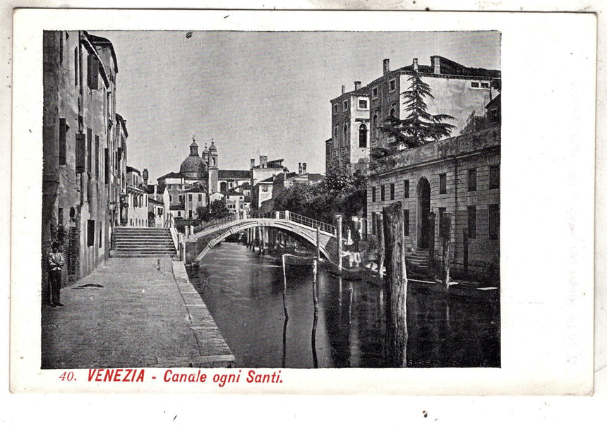 Cartolina antica Venezia Canale ogni Santi