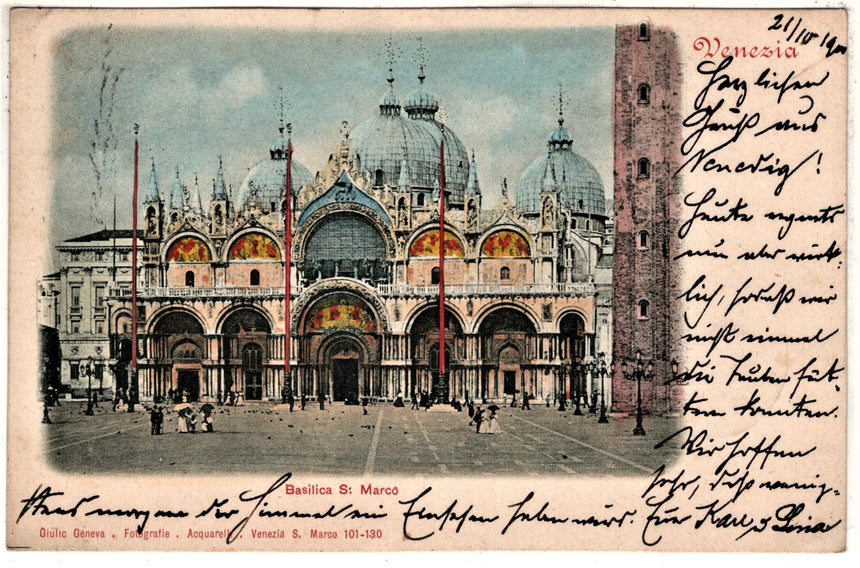 Cartolina antica Venezia la Basilica di San Marco