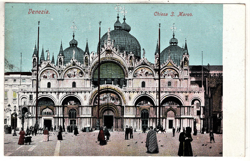 Cartolina antica Venezia chiesa sdi San Marco