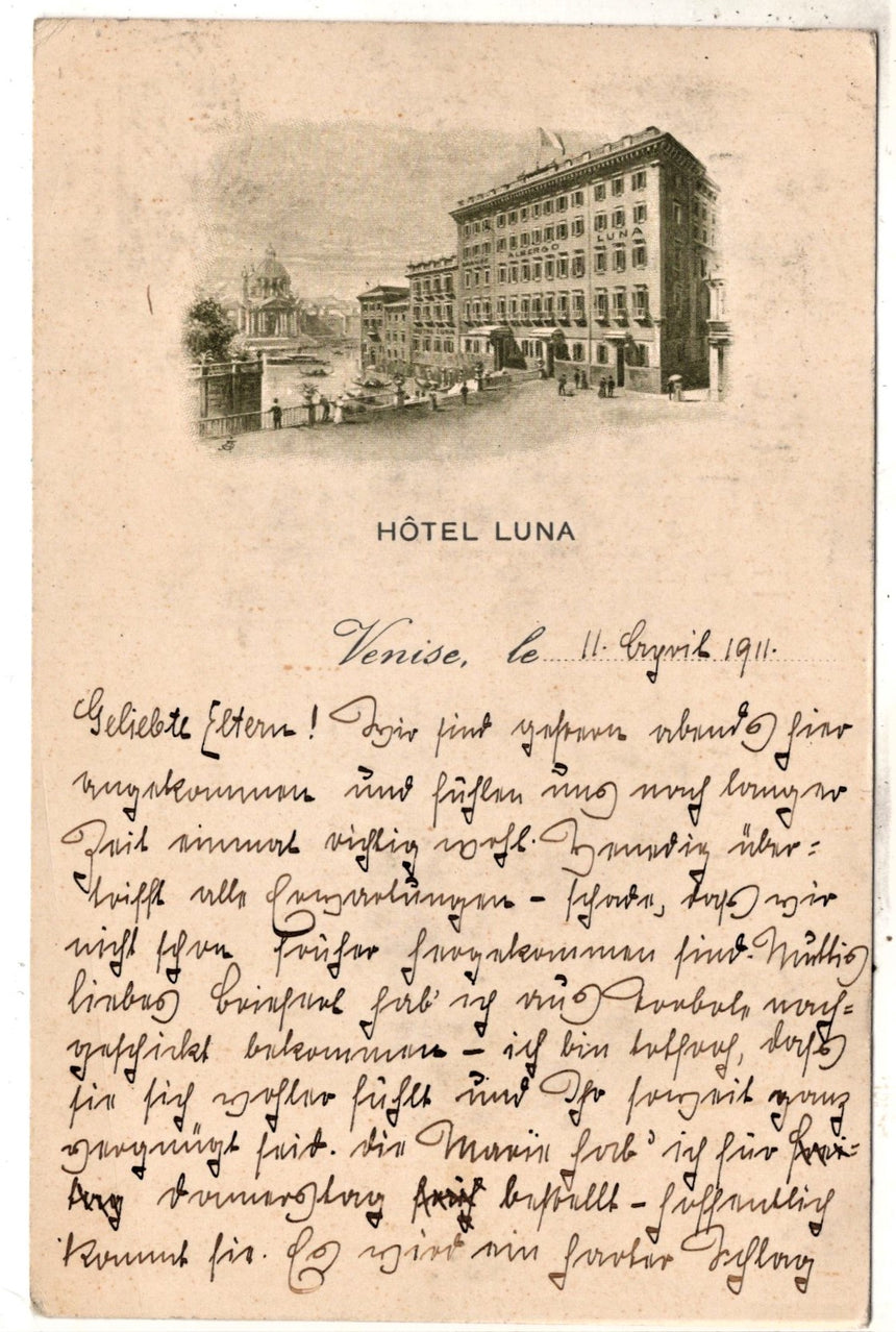 Cartolina antica Venezia Hotel Luna