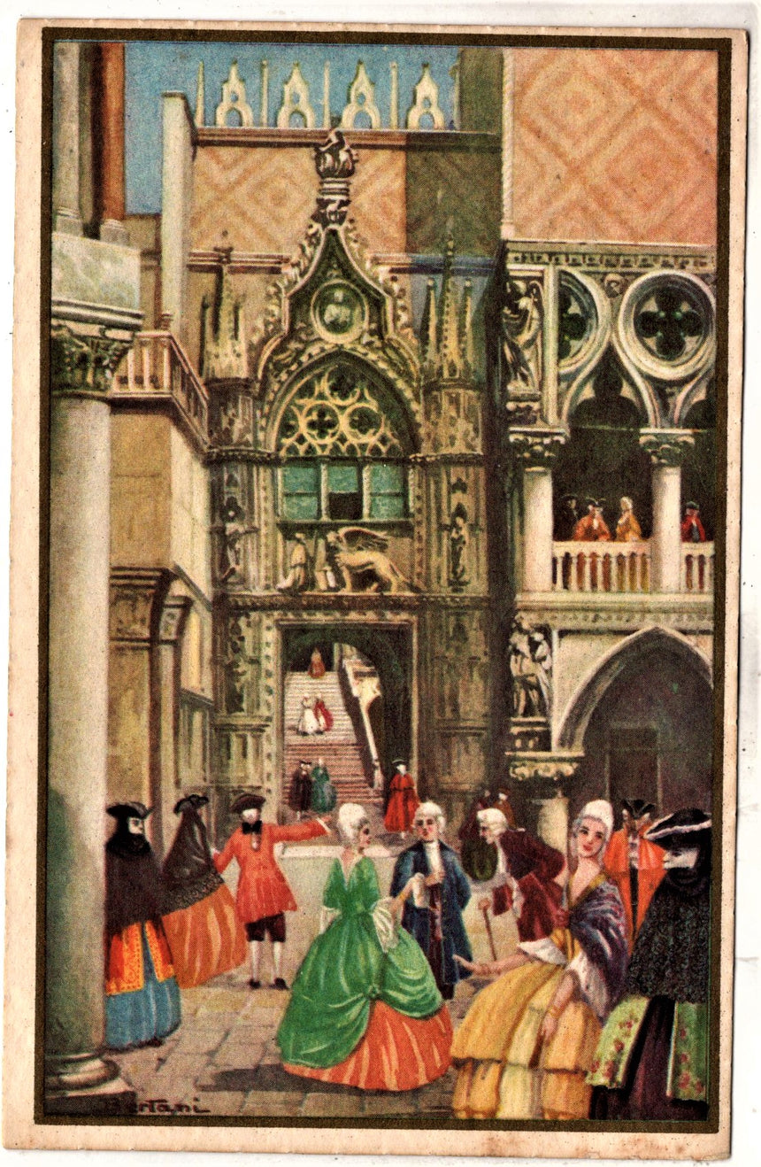 Cartolina antica Venezia Barocco veneziano pal.Ducale porta della carta