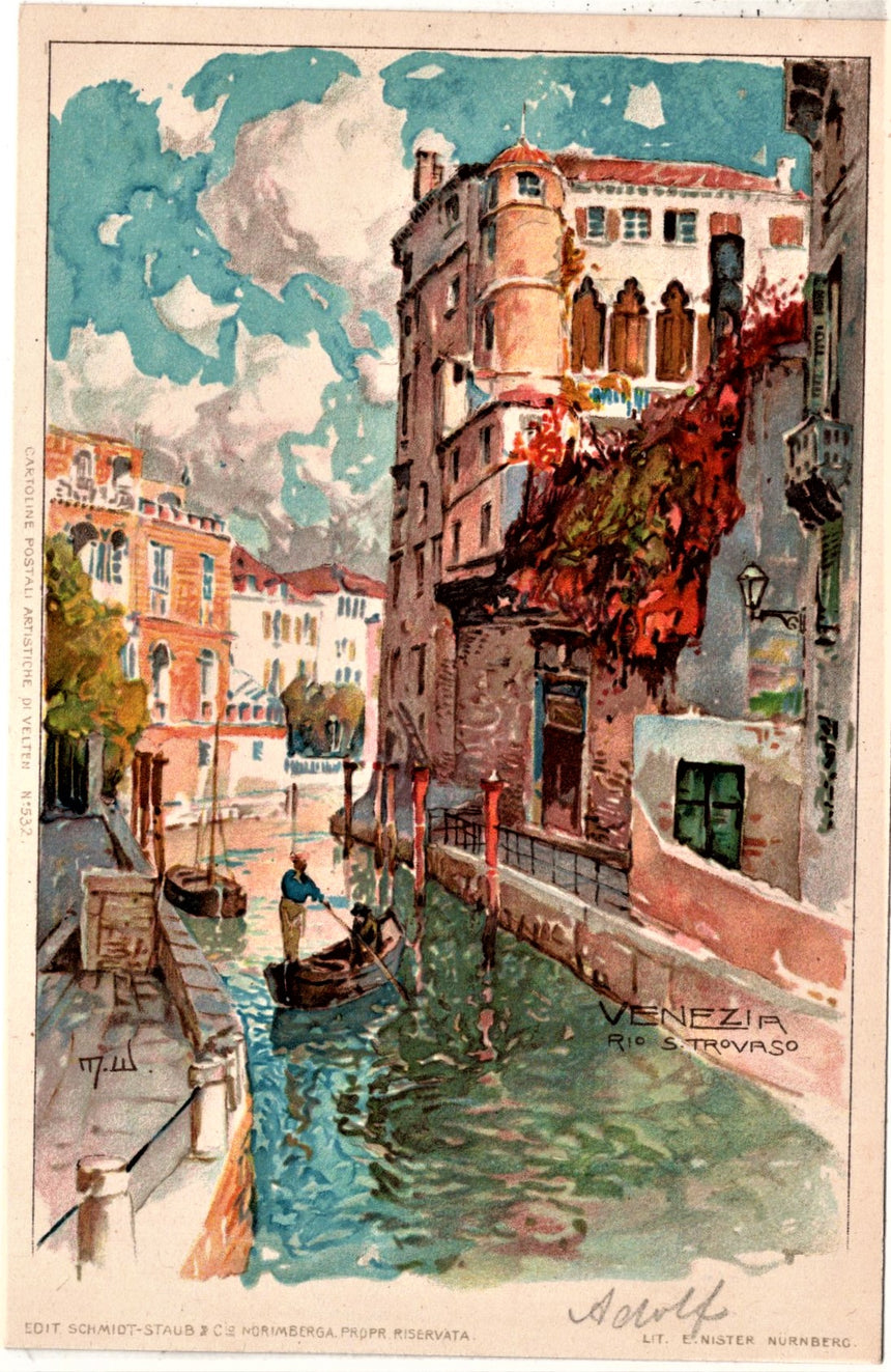 Cartolina antica Venezia Rio San Trovaso Wielandt