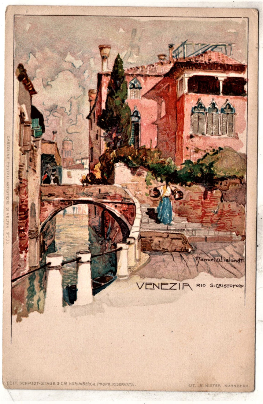 Cartolina antica Venezia Rio San Cristoforo Wielandt