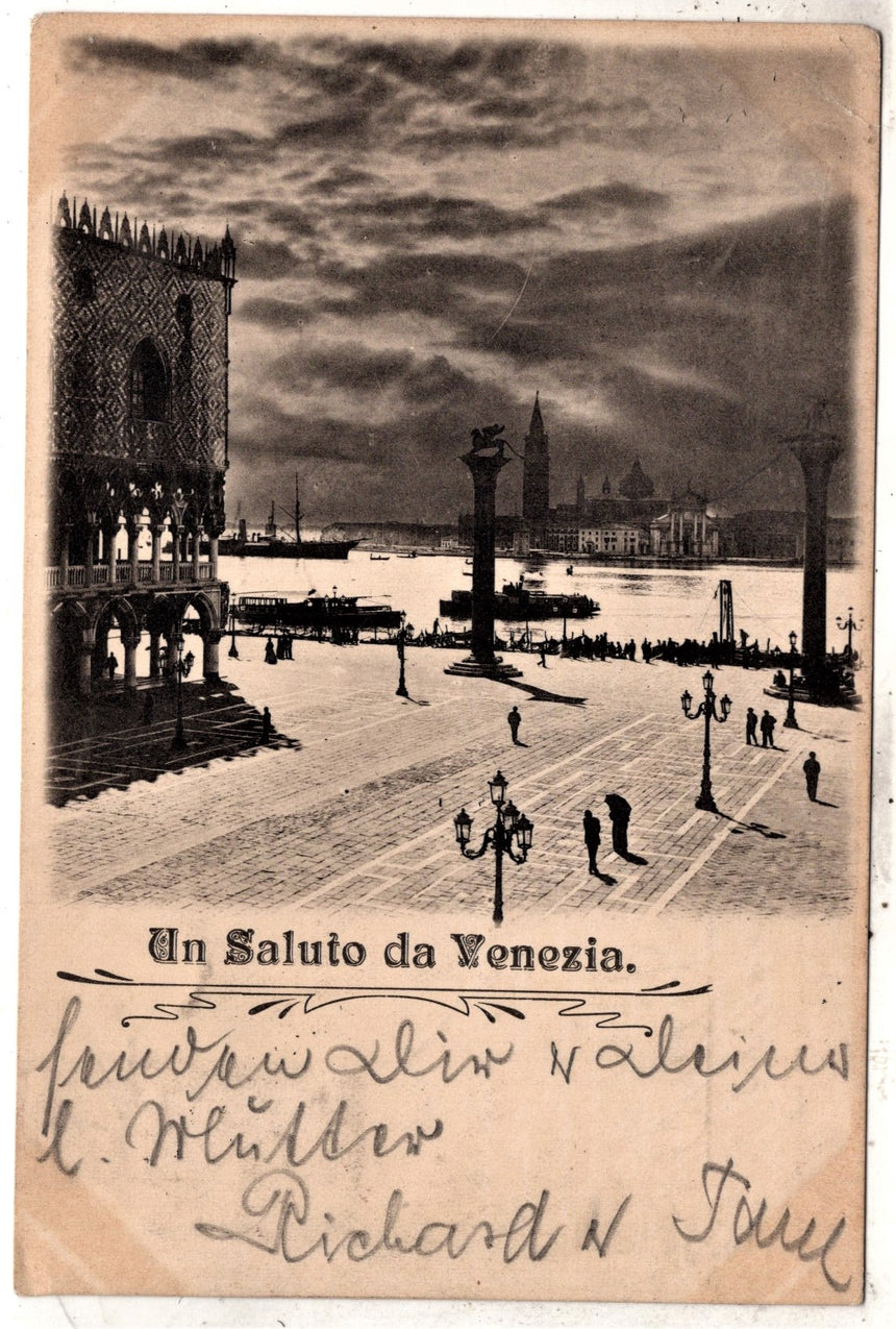 Cartolina antica Venezia un saluto da Venezia spedita a Gross Lickterfelde