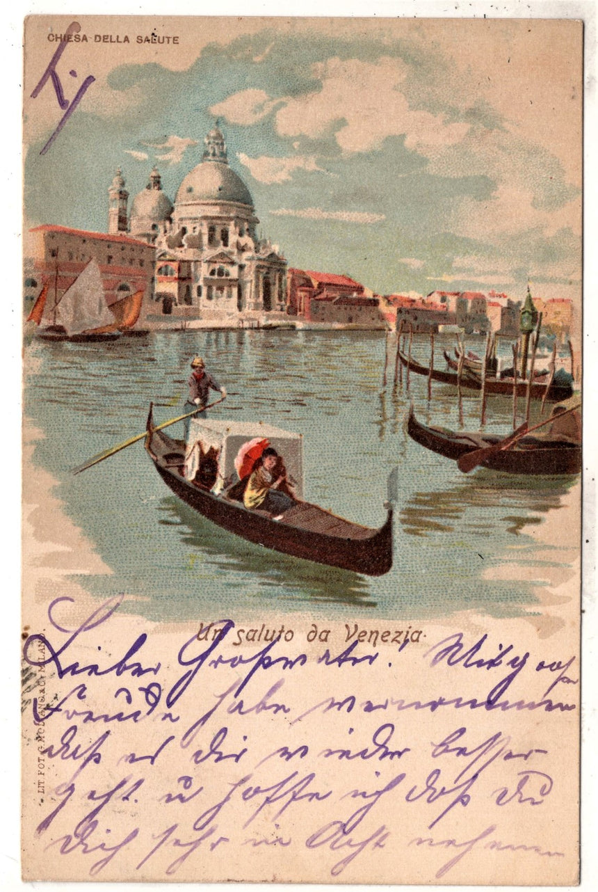 Cartolina antica Venezia un saluto da Venezia spedita in Germania