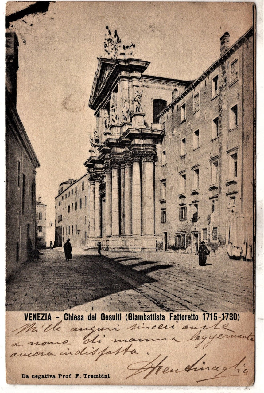 Cartolina antica Venezia Chiesa dei Gesuiti spedita a Milano