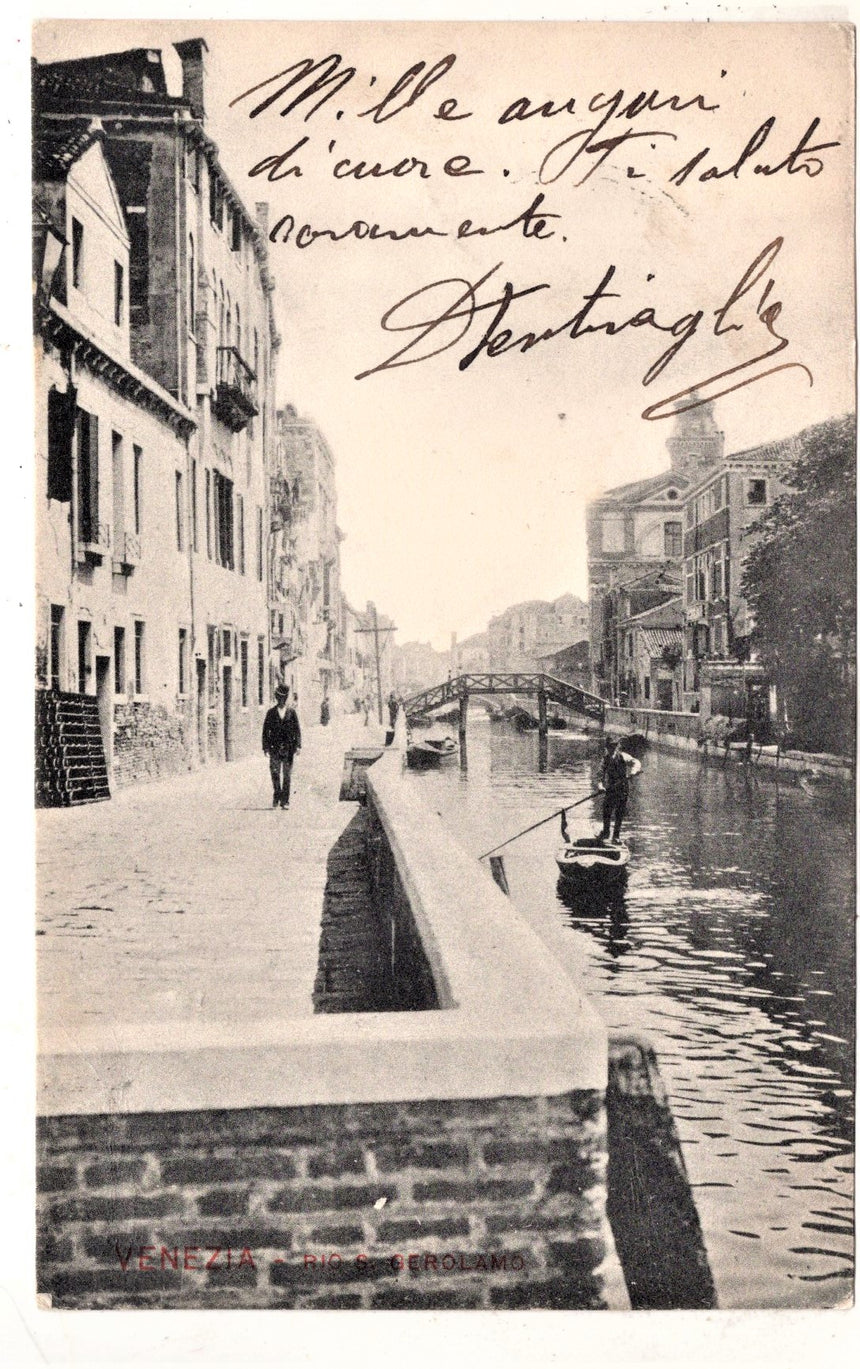 Cartolina antica Venezia Rio San Gerolamo spedita a Trento