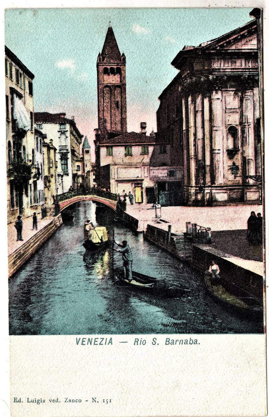 Cartolina antica Venezia Rio San Barnaba