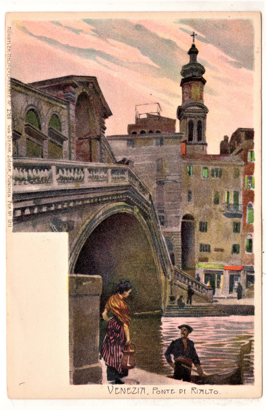 Cartolina antica Venezia ponte del Rialto