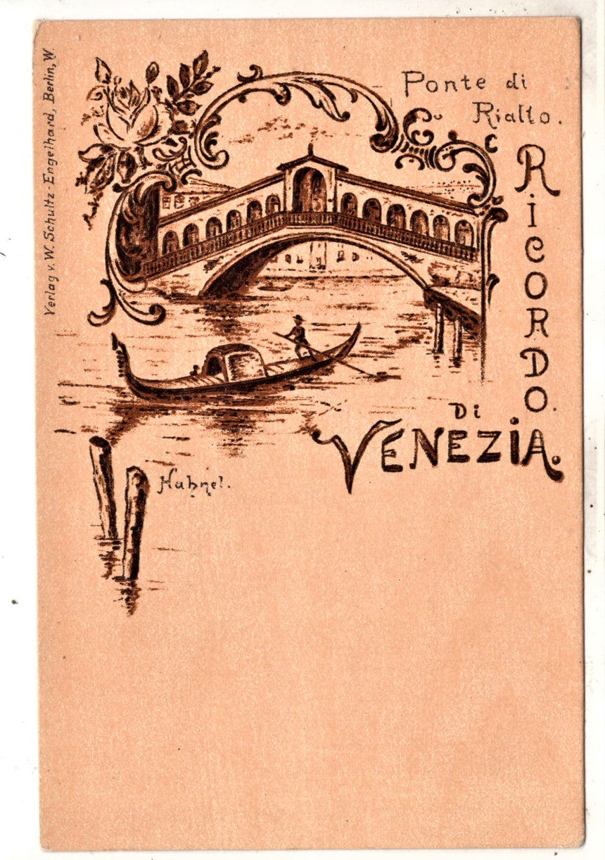 Cartolina antica Venezia Ponte del Rialto Ricordo