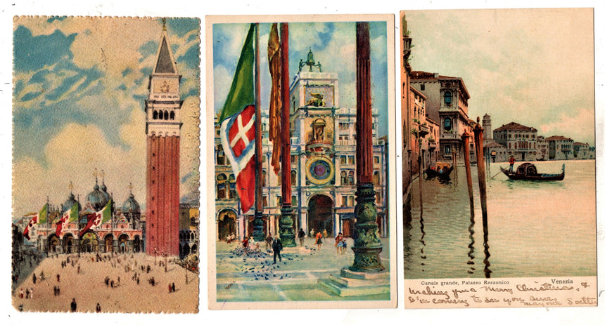 Cartolina antica Venezia 3 vedute varia