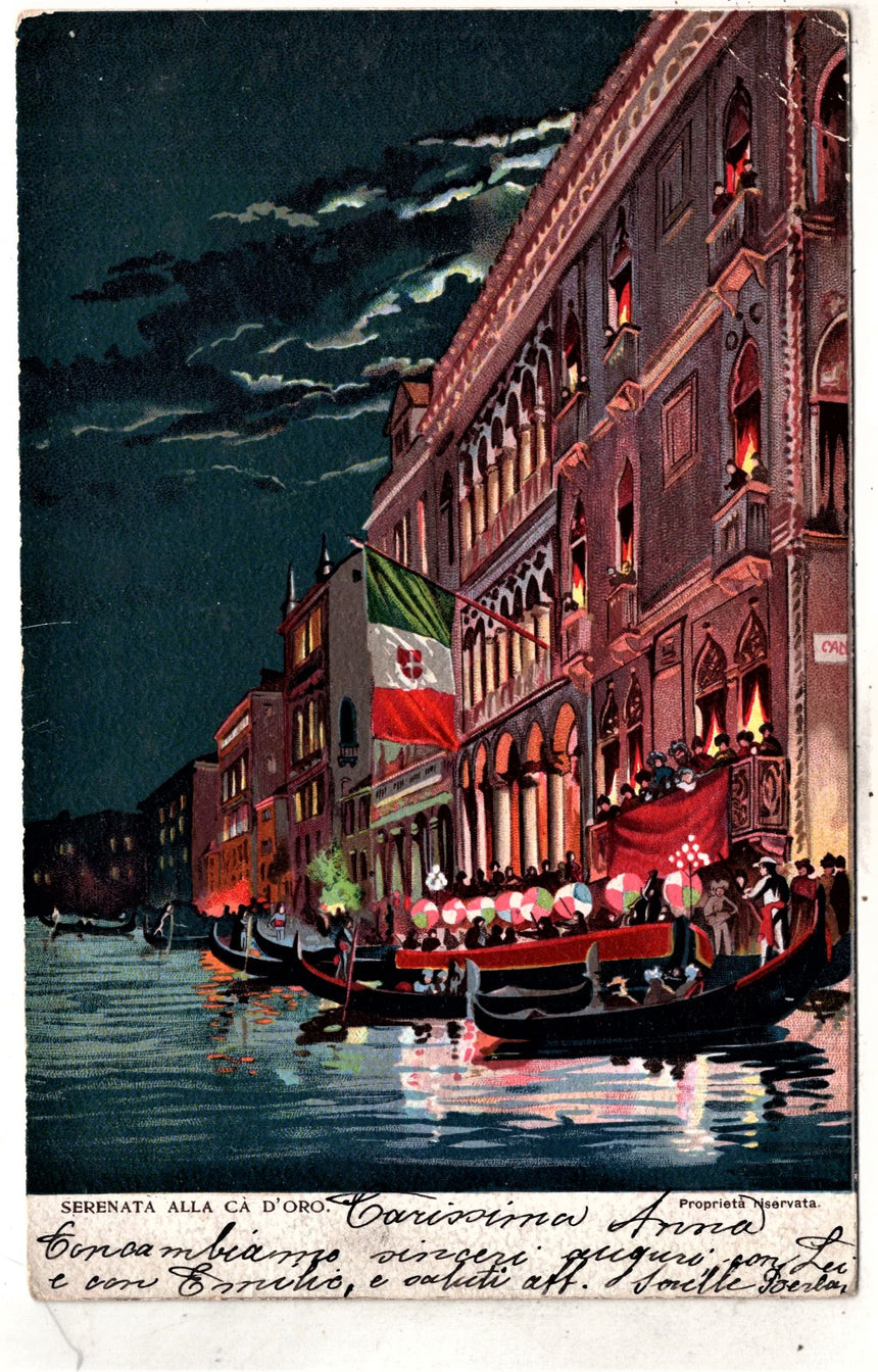 Cartolina antica Venezia serenata alla Ca d Oro