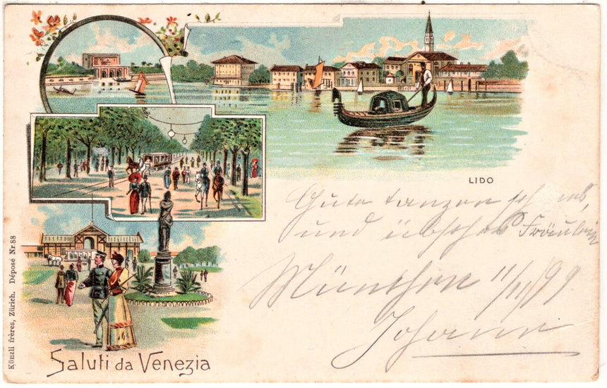 Cartolina antica Venezia Lido Saluti da Venezia spedita da Germania