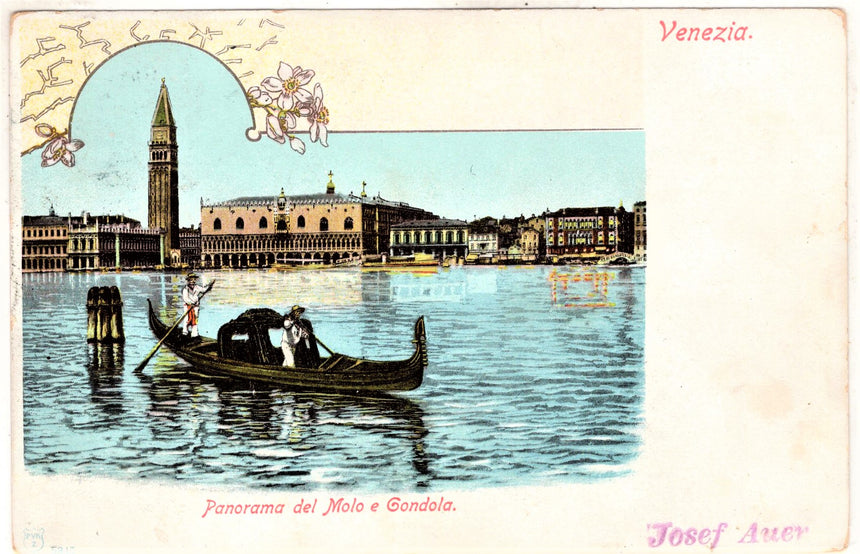 Cartolina antica Venezia il Molo spedita a Vienna