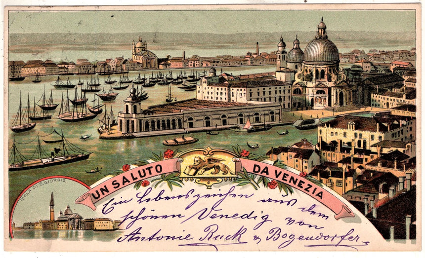 Cartolina antica Venezia un saluto da Venezia spedita a Vienna