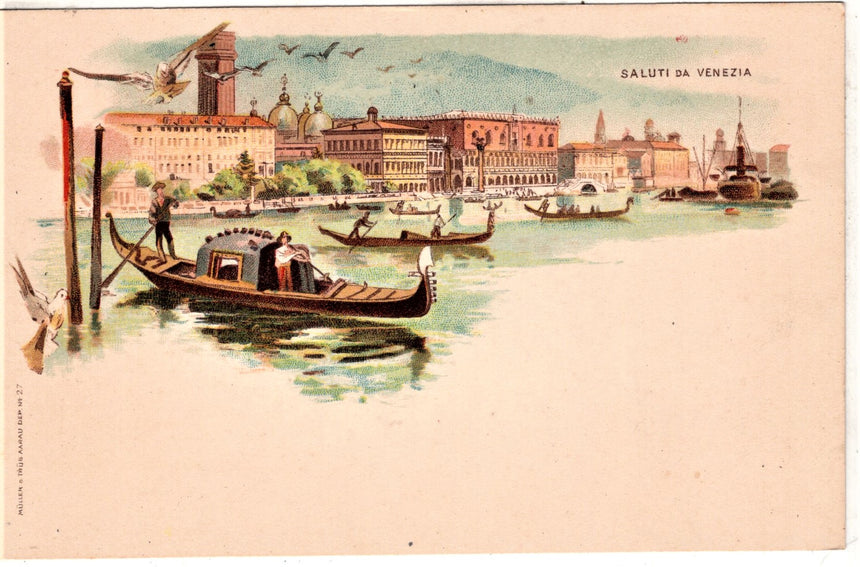 Cartolina antica Venezia Saluti da Venezia cartolina fine 1800