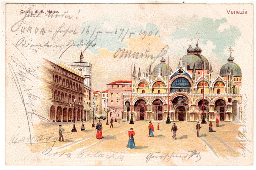 Cartolina antica Venezia piazza San Marco