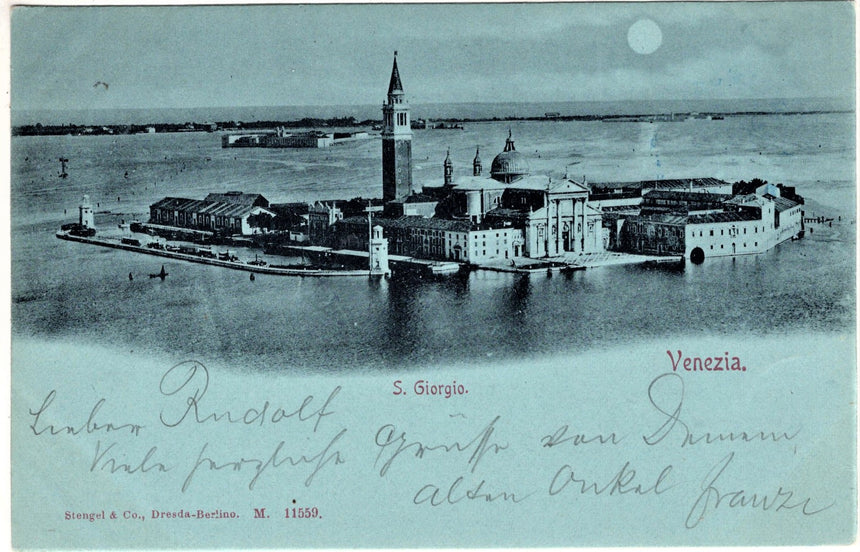 Cartolina antica Venezia Chiesa San Giorgio x Vienna