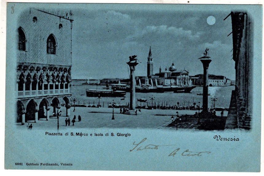 Cartolina antica Venezia piazza S.Marco e isola di S.Giorgio