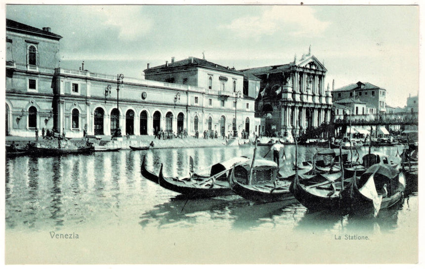 Cartolina antica Venezia la stazione