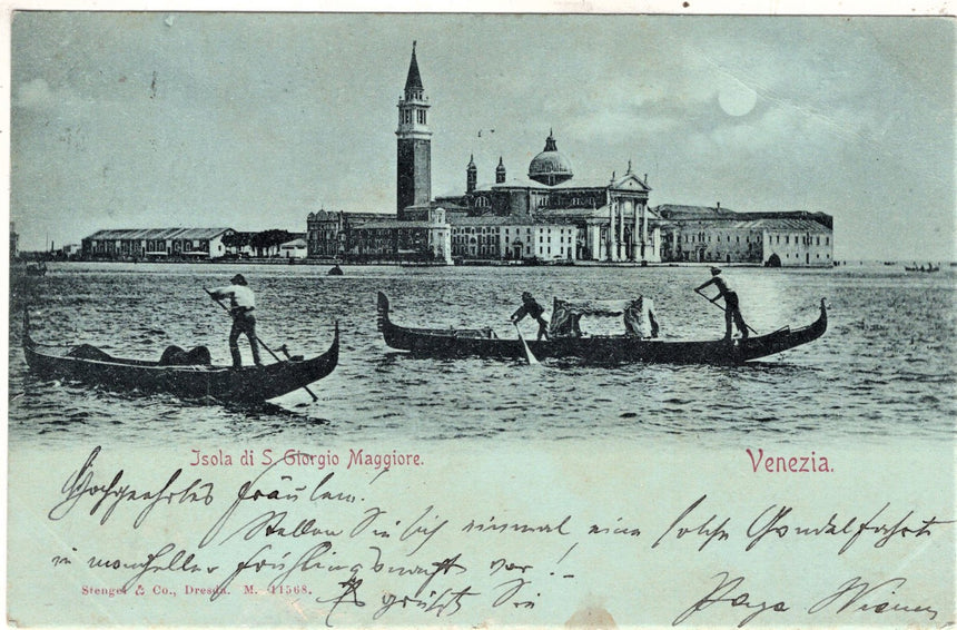 Cartolina antica Venezia Isola di S.Giorgio Maggiore x Trento Austria