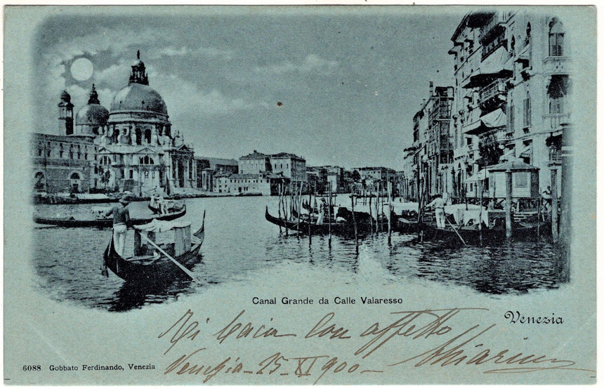 Cartolina antica Venezia Canal Grande da Calle Valaresso x Ferrara