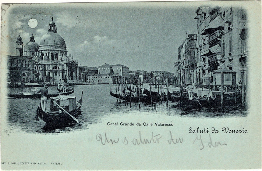 Cartolina antica Venezia Canal Grande da Calle Valaresso per Trieste