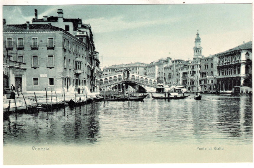 Cartolina antica Venezia ponte di Rialto