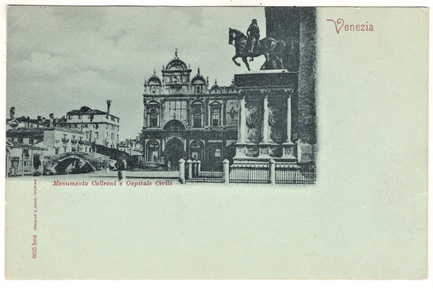 Cartolina antica Venezia Monumento Colleoni e Ospitale civile