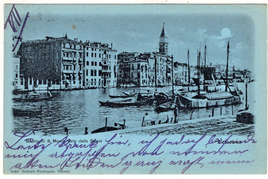 Cartolina antica Venezia Bacino di San Marco visto dalla Salute x Germania