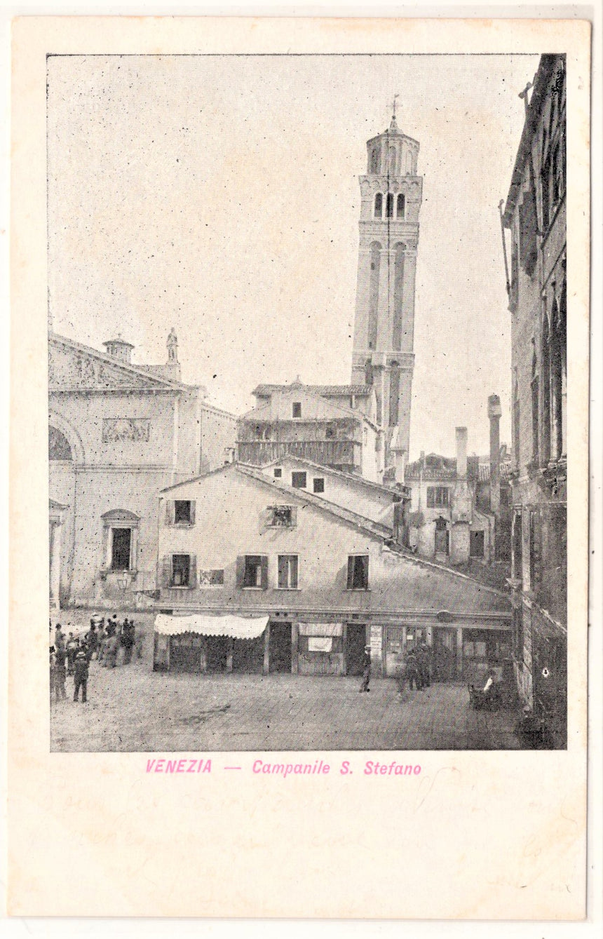 Cartolina antica Venezia campanile di Santo Stefano10