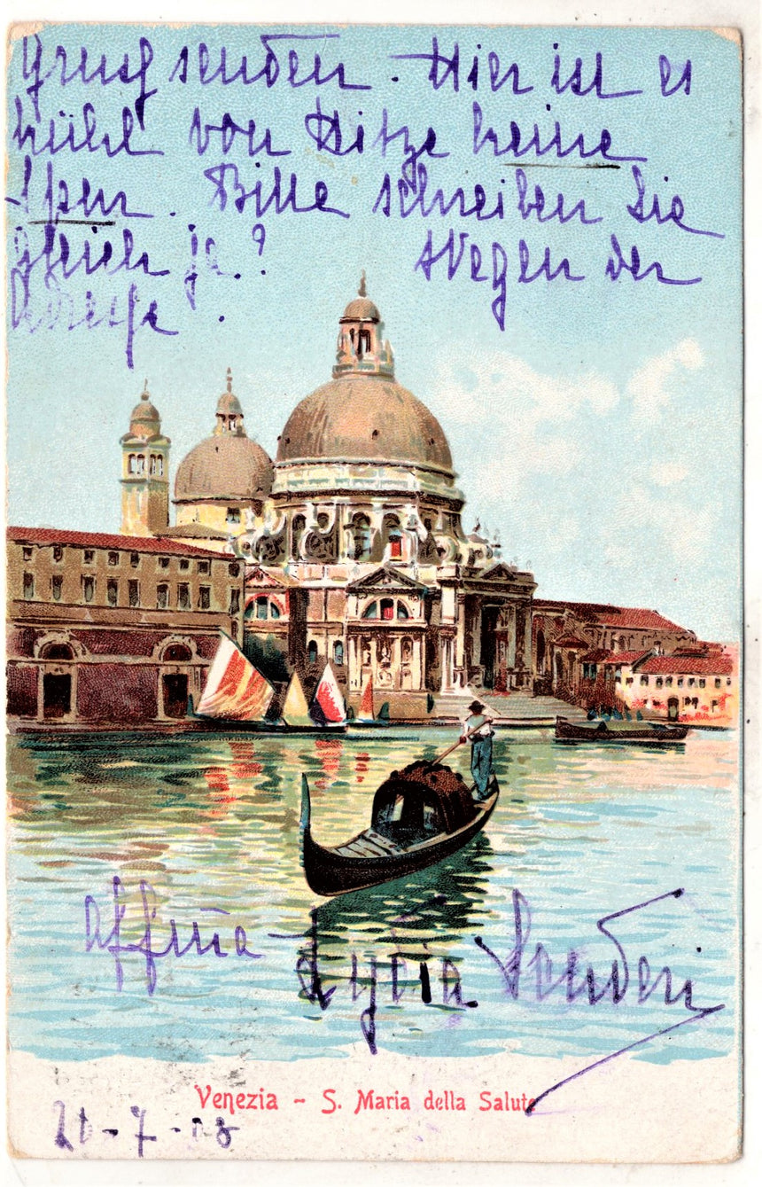 Cartolina antica Venezia S.Maria della Salute per Gries Bozen